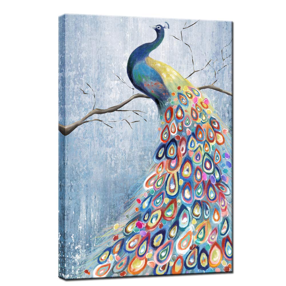 sechars Peacock Canvas Wall Art Colorful Peacock Painting Prints